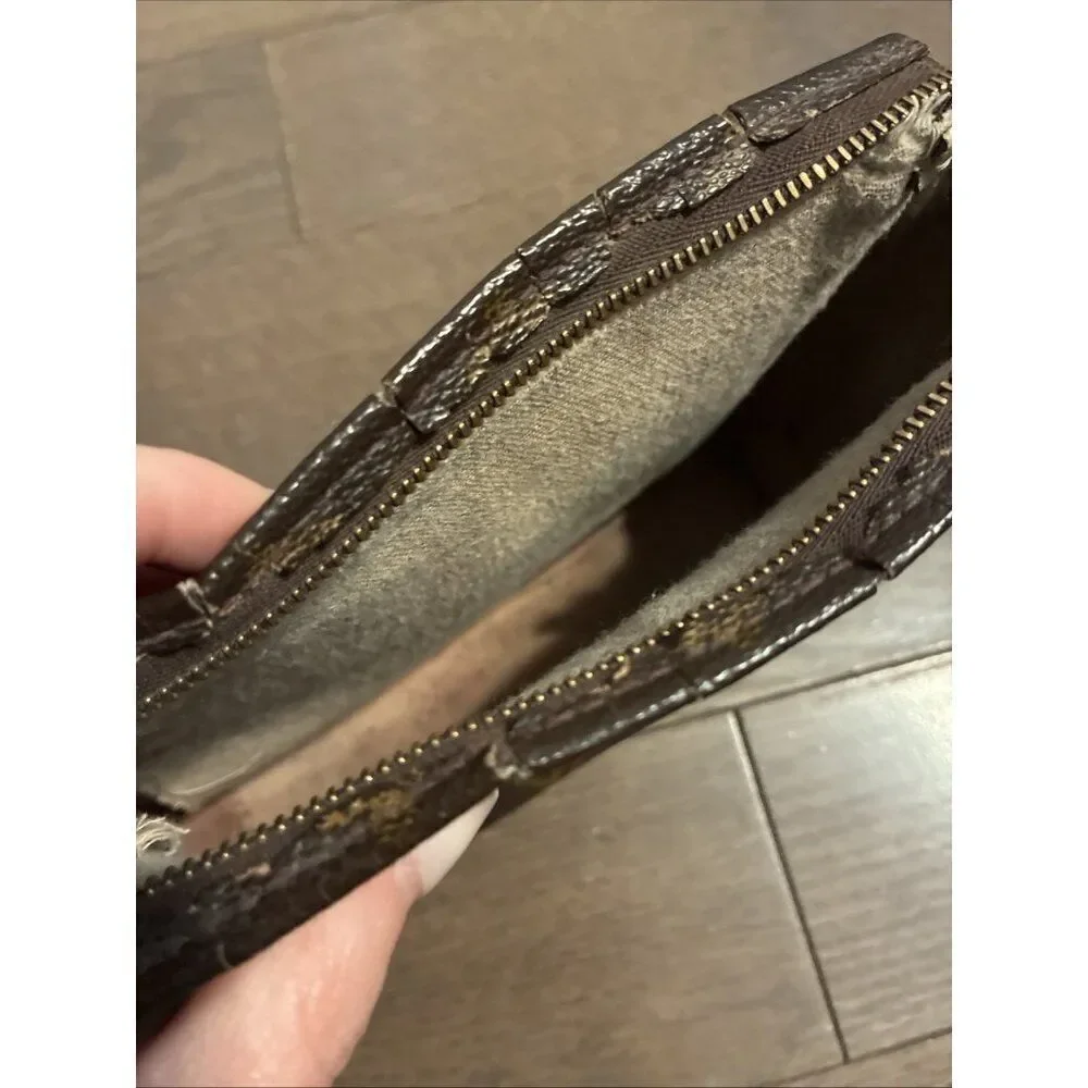 Louis Vuitton authentic Zip Brown Logo Small Zip Pouch Bag